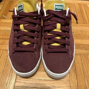 Puma Burgundy and Yellow Sneakers